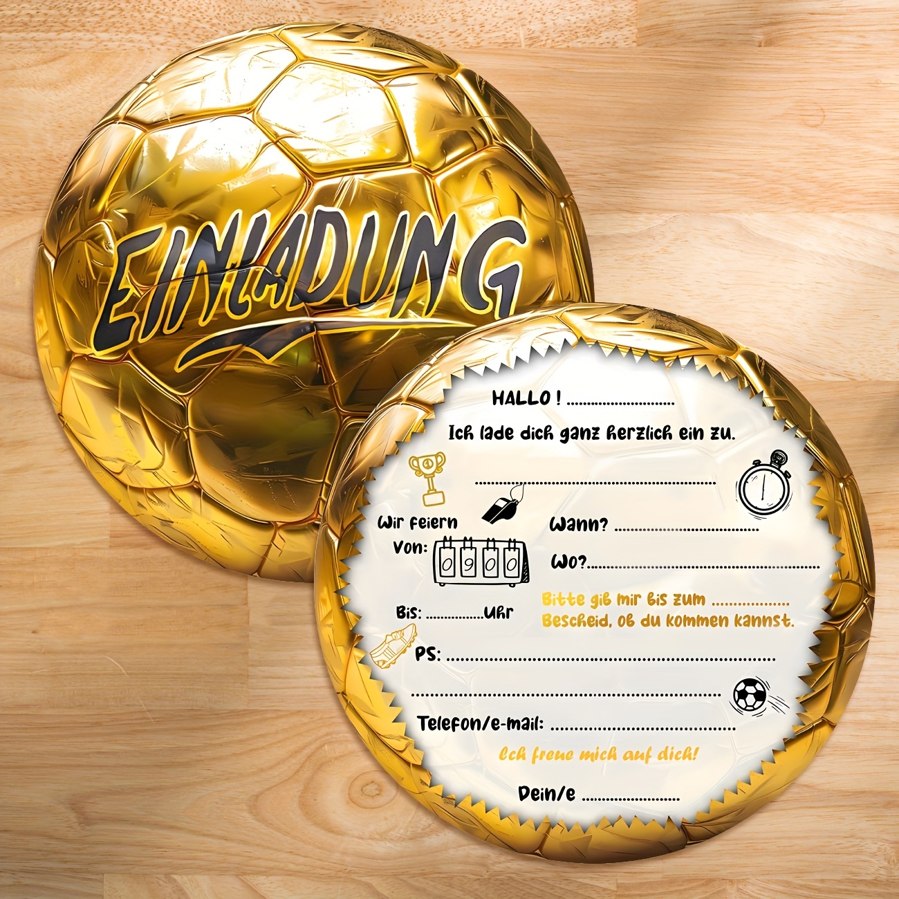12pcs Soccer Invitation Cards Birthday Original, Birthday Invitation Cards For Football Enthusiast And, Cool Funny Round Football Invitation