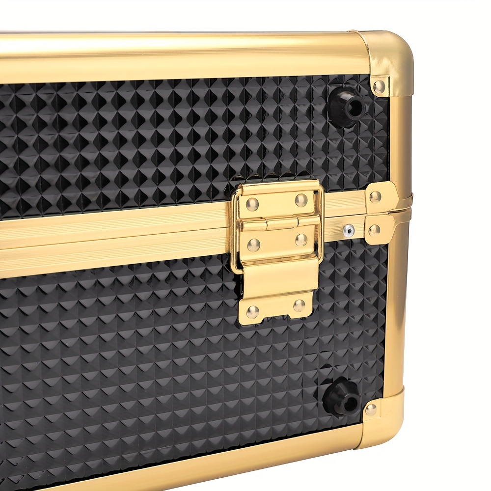 professional hair styling kit luxurious golden and black travel case for hairdressers includes scissors combs brushes and more details 9
