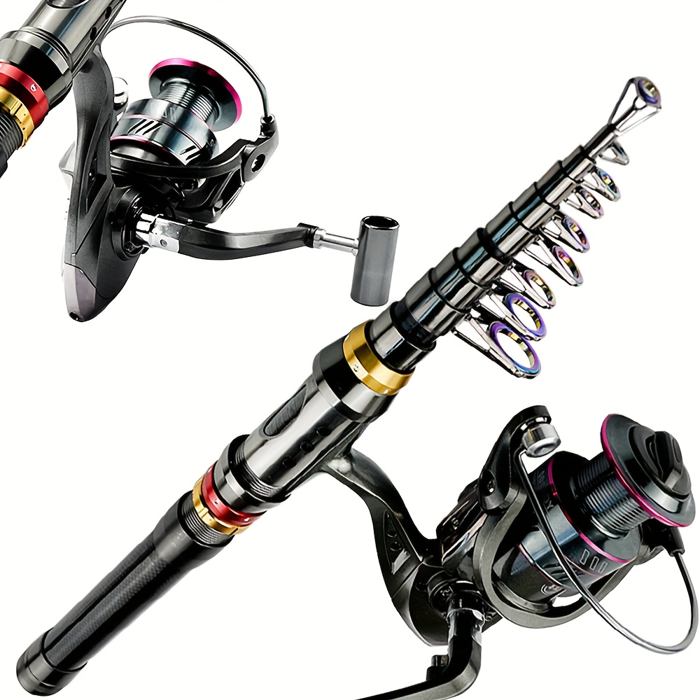 new fishing rod set   1 telescopic rod 1 spinning reel carbon fiber folding fishing rod suitable for saltwater and freshwater fishing