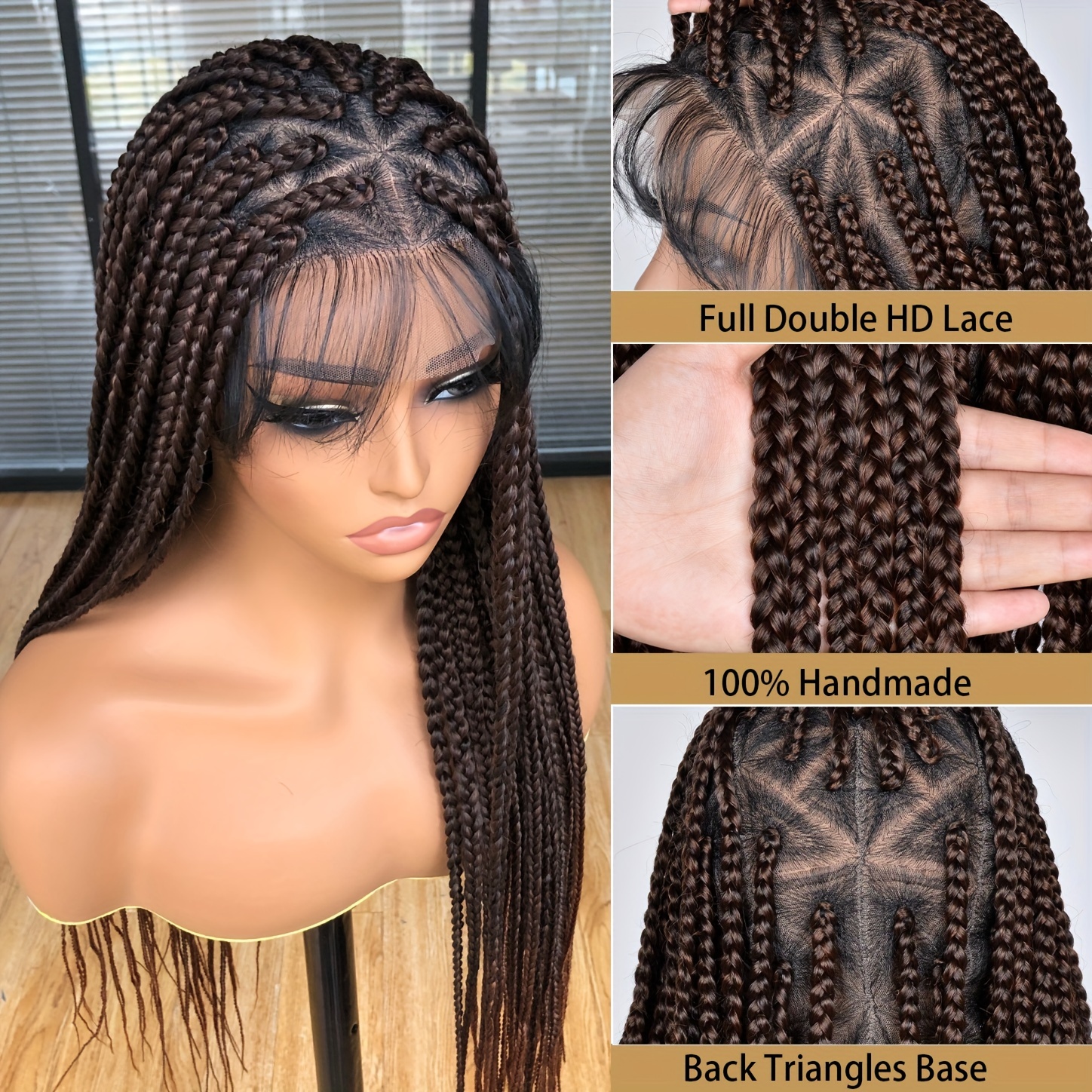 Ombre Box Braids Fully Hand Braided Lace Frontal Wig (#1/ #35) Box