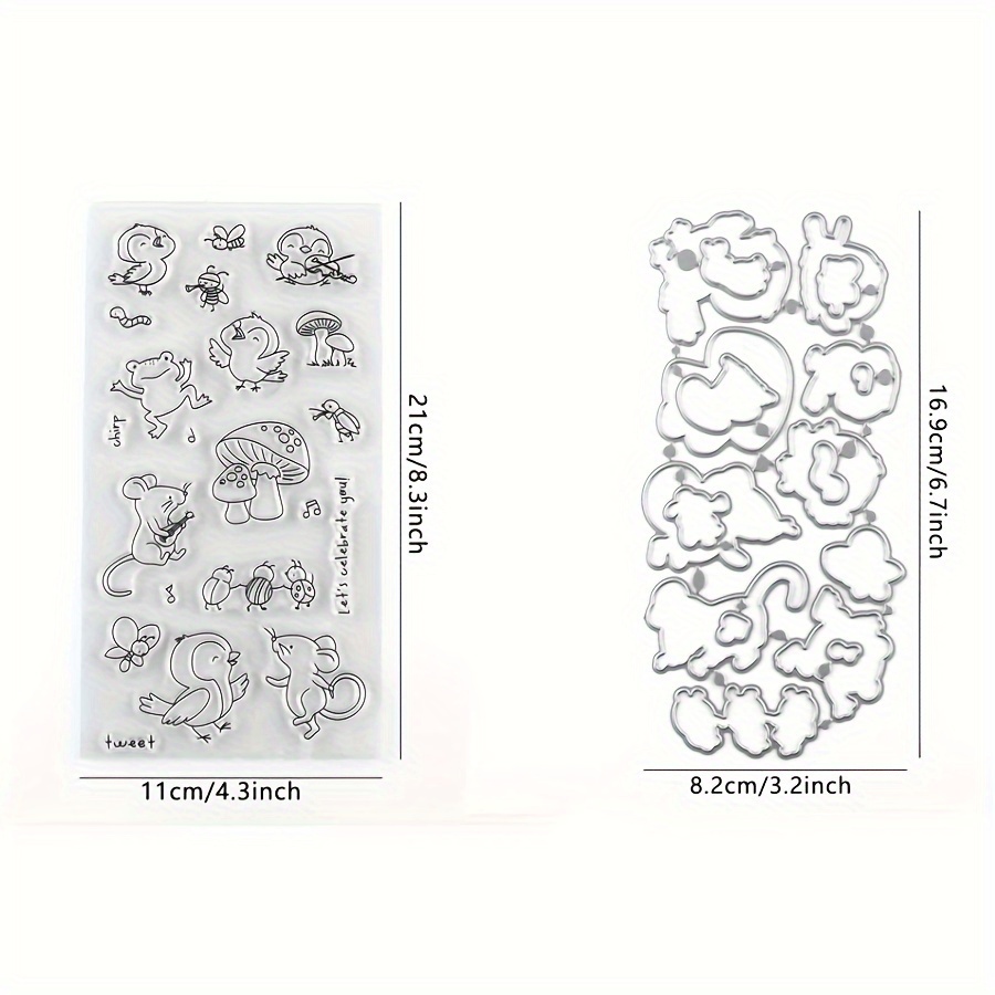 Image of 2pcs/set Critters' Concert Transparent Stamps And Metal Cutting Molds For Diy Scrapbooking, Photo Albums, Craft Cards