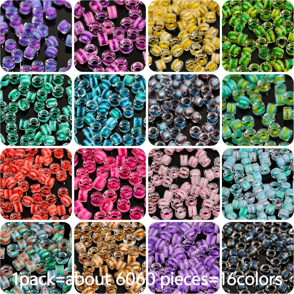 Image of 6060 Mini Ink Beads - 16 Vibrant Colors, 2.5mm Cylinder Glass Bead Set, Suitable For Making, Earrings, Keychains, And Bracelet Crafting Materials