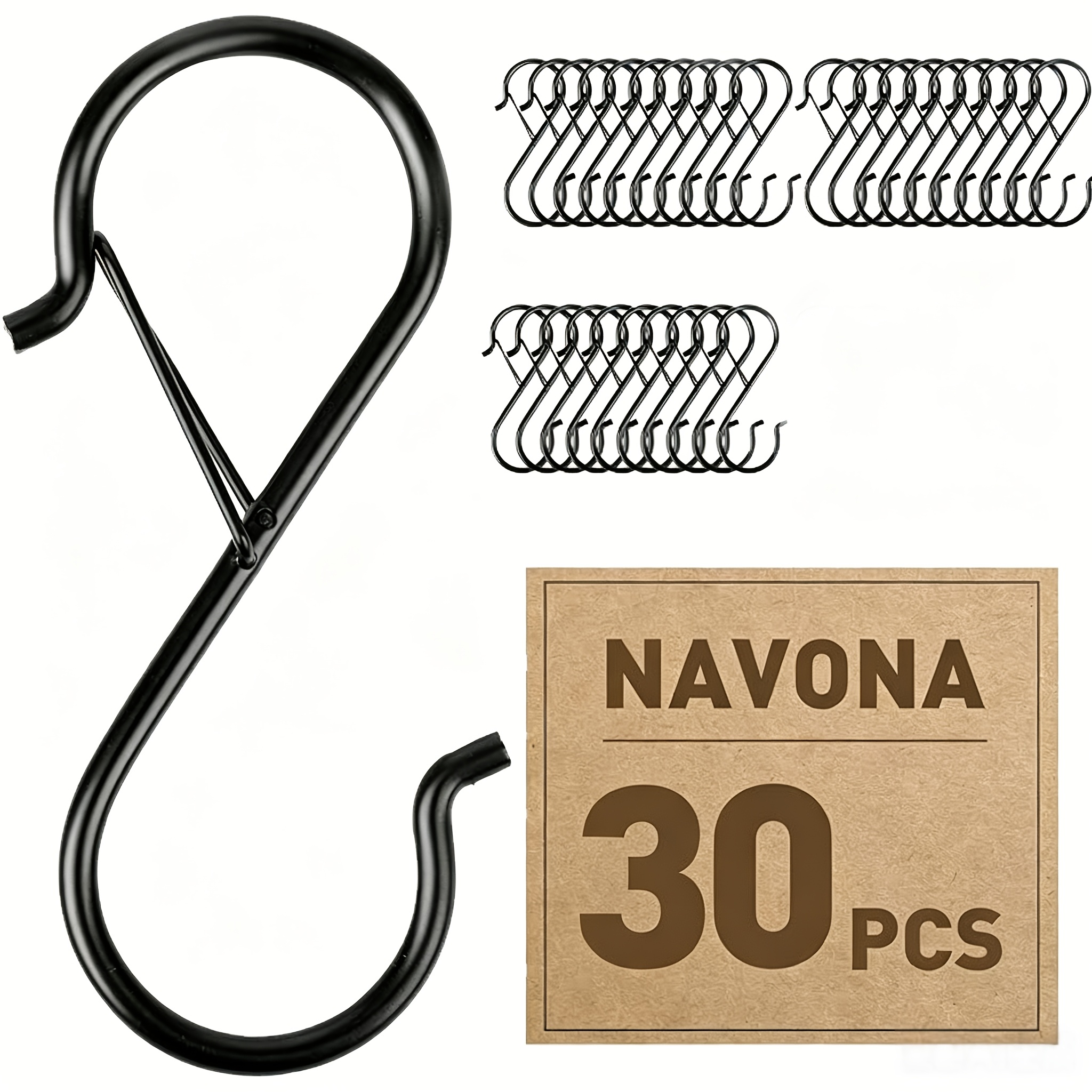 TEMU 20/30pcs, Hooks For Hanging Heavy-duty Items, 3.5-inch (. 8.9cm) Heavy-duty Metal S-hooks With Safety Latches, Suitable For 0.5 Inch (. 1.3cm)