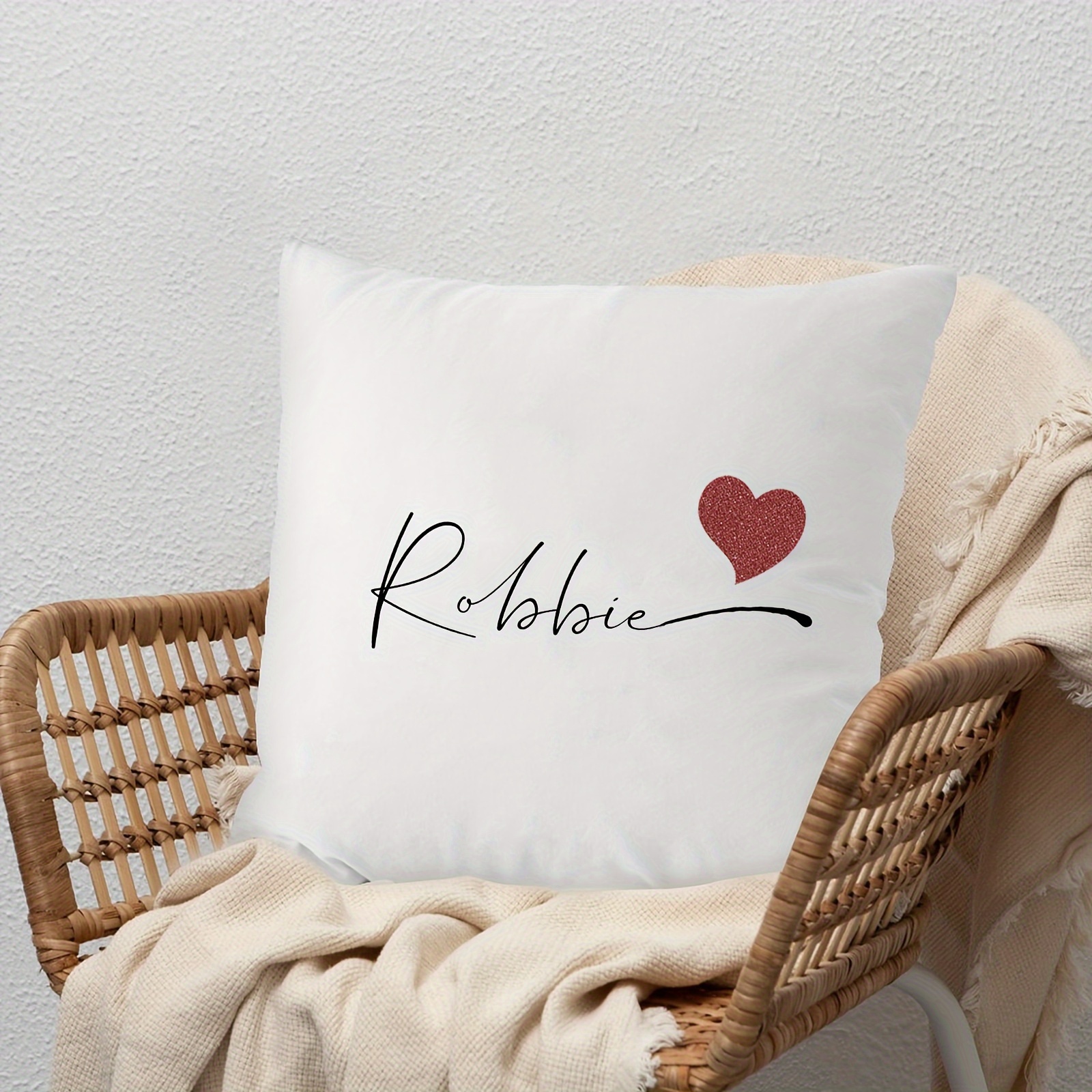 custom heart pattern velvet pillowcase personalized name single sided print white polyester   nursery home decor pillow not included details 4