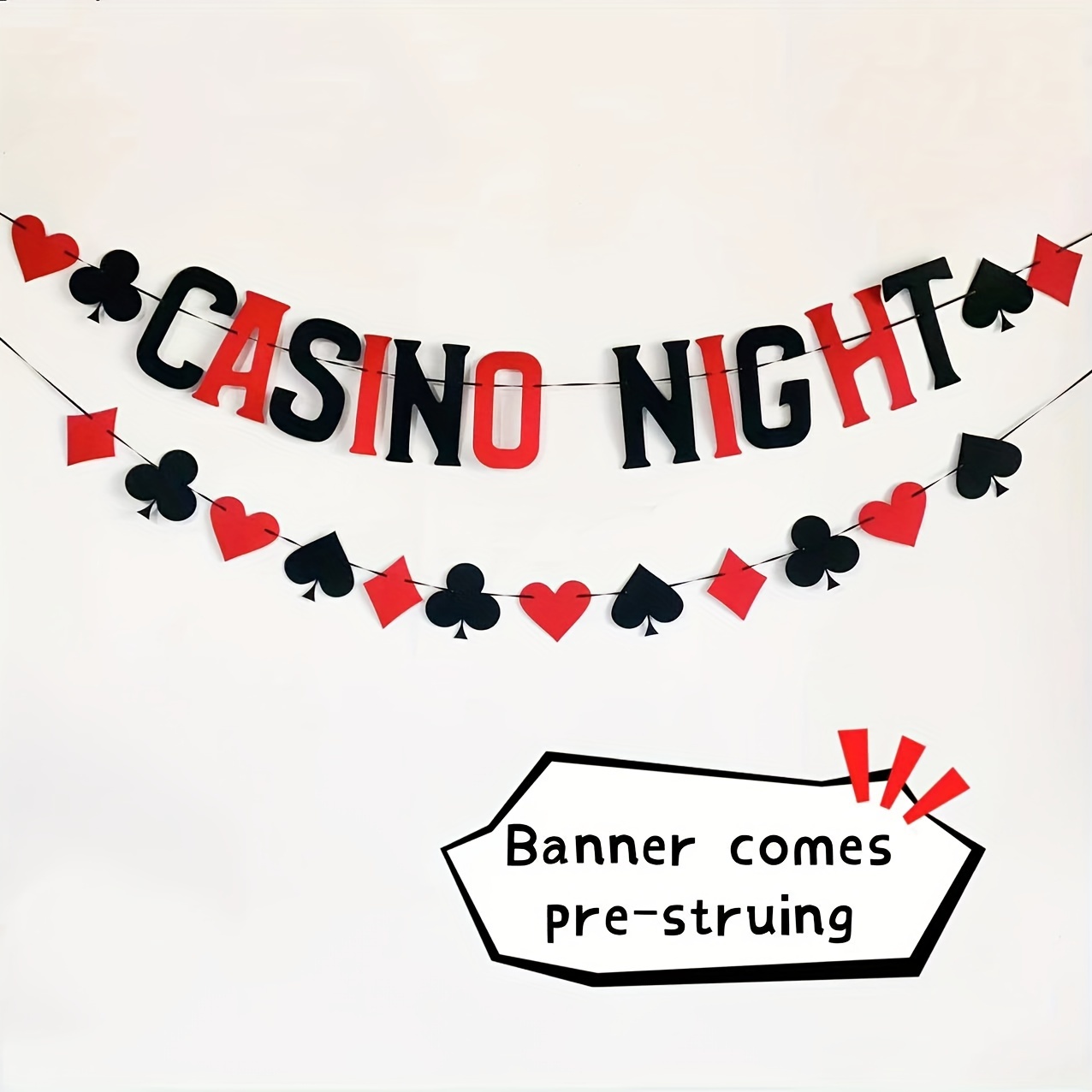 

Las Vegas Night Felt Banner Set - Vibrant -themed Decor For Birthday & Bachelorette Parties, Includes Garland & Supplies Party Decorations Vegas Party Decorations