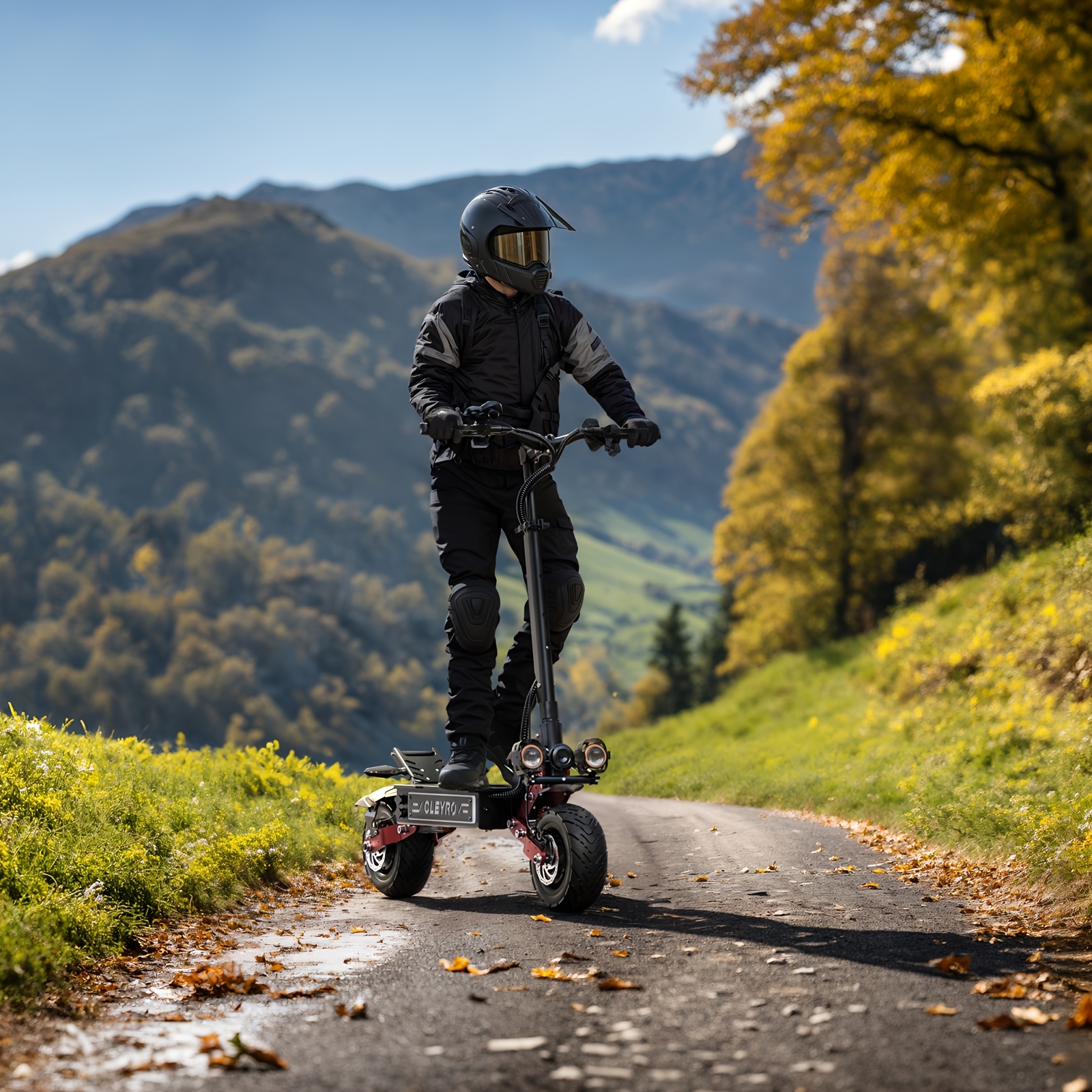 adult electric scooter high frequency brushless motor 60v33ah battery   range of 60 miles full suspension hydraulic disc brakes commuter electric scooter 11 inch road tires with steering damper foldable Product details 1