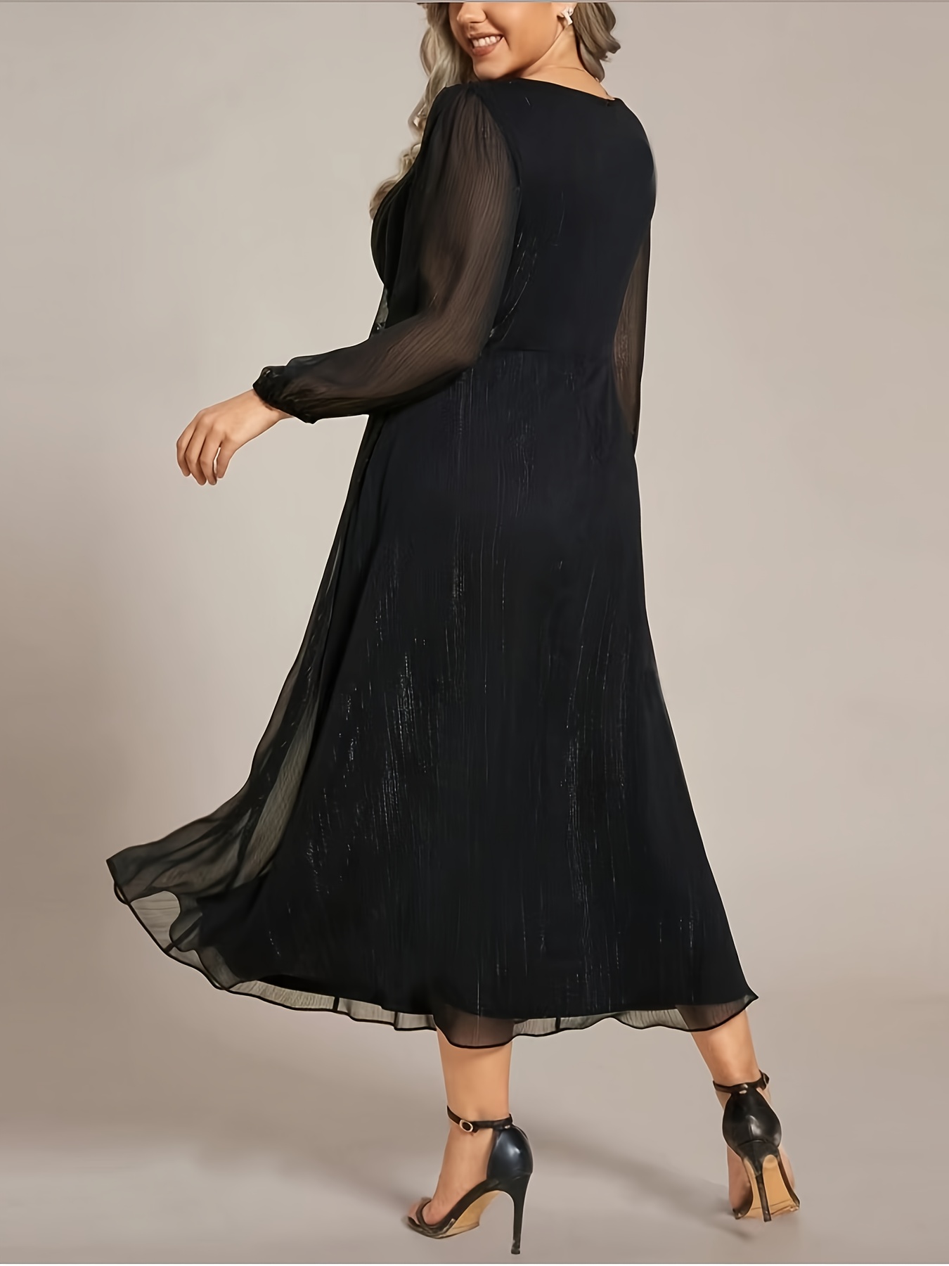 womens elegant deep v neck sleeve a line dress solid   washable middle eastern   for formal casual occasions dress sleeve  ing wear cultural attire no stretch fabric   silhouette