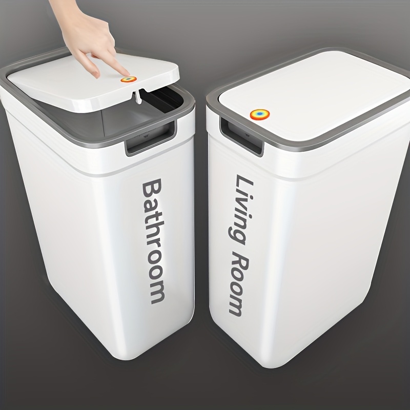 E-shop Joybos 2er-Pack Badezimmer-Mülleimer mit Deckel, Badezimmer-Abfallbehälter mit einfachem Design, großes Fassungsvermögen, für Küche, Badezimmer,