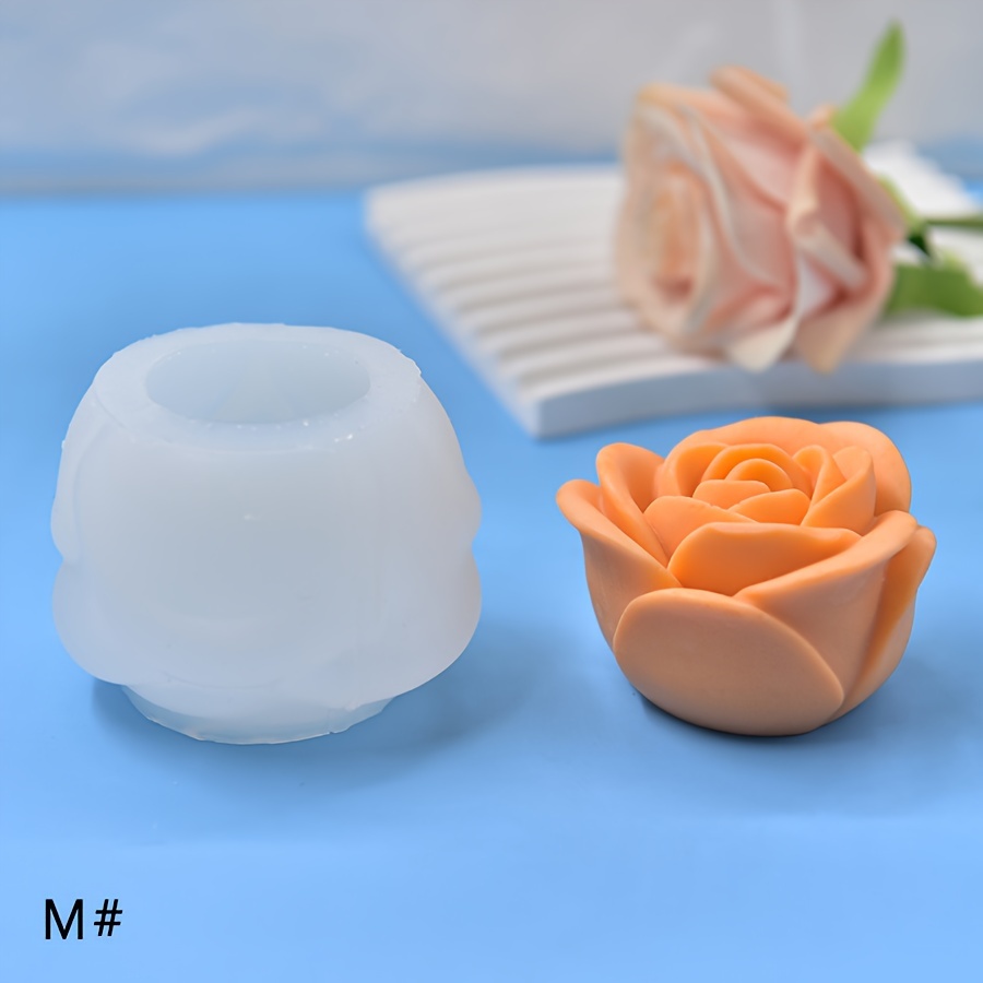Image of 3d Rose Flower Candle Silicone Mold 1pc