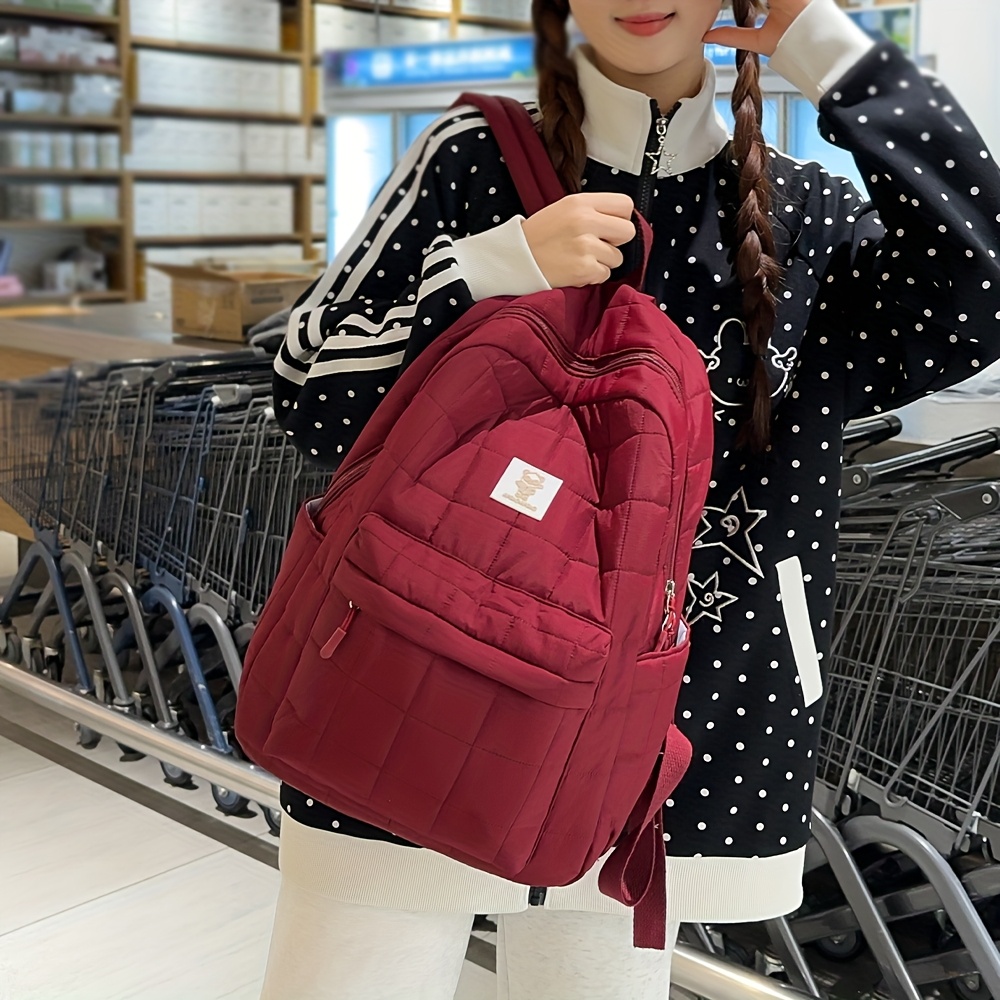 Soft Quilted Puffer Backpack Lightweight Nylon Casual Shoulder Bag_voghion.com