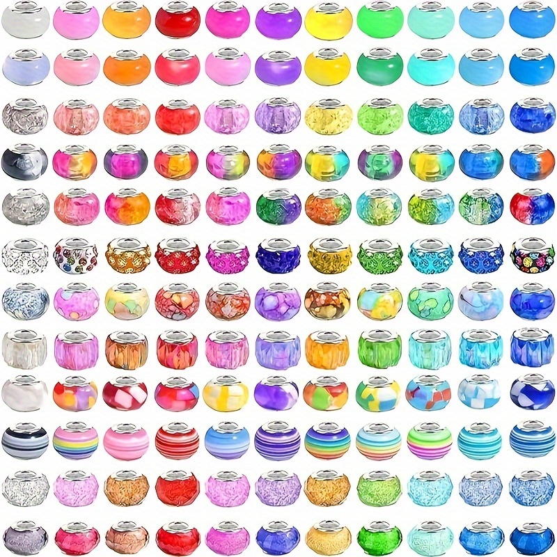 

50pcs Fashion Resin Glass Beads, Large Pore Color Rhinestone Spacer Beads For Making, Charm Bracelets, Necklaces, Earrings Crafting, Beads For Jewelry Making