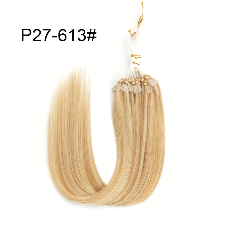 Micro Loop Ring Human Hair Real Natural Straight Invisible Micro Ring Hair Extensions 50pcs/pack For Women