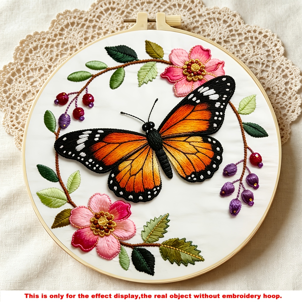 TEMU 1 Set Of Animal And Flower Print Embroidery Kit, Dish Winding Flower Pattern, Handmade Embroidery Kit, Suitable For Embroidery Enthusiasts,