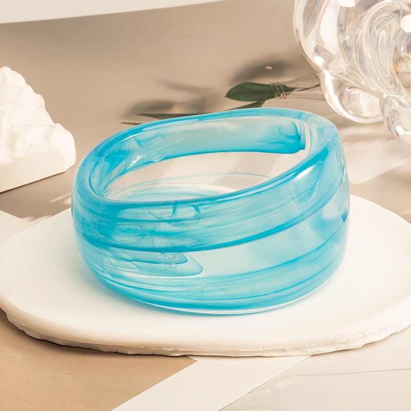 3pcs Irregular Resin Bangle Set, Premium Fashion Wide Bangles