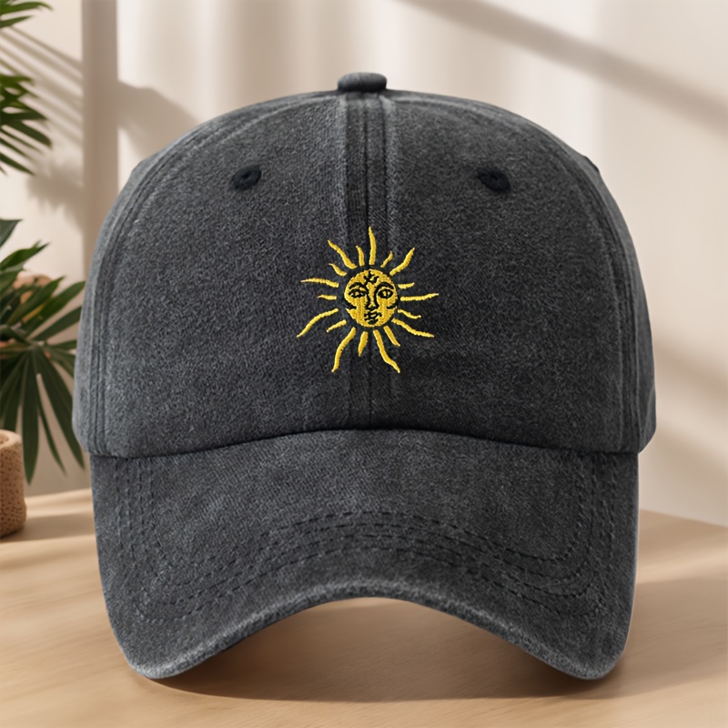 E-shop Hochwertige Sonnen-Embroidery Baseball Cap, klassisch gewaschen, Used-Look Duckbill Cap, Outdoor Freizeit Sport, weich, feuchtigkeitsableitend,