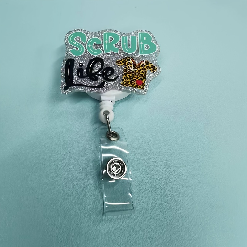 1pc Retractable Badge Reel, Motivational Quote Name Badge Holder With ID  Clip For Nursing Student Employee Volunteer