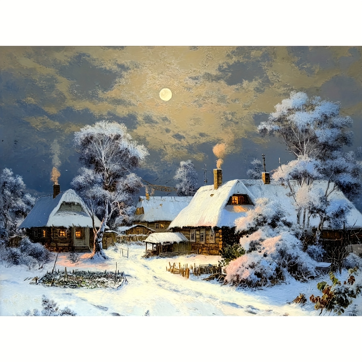 TEMU Jozysh 1pc Frameless 30 * 40cm/11.8 * 15.7in, Beautiful Snow Scenery, 11ct/14ct Printed Cross Stitch Diy Kit, Suitable For Adults And Beginners