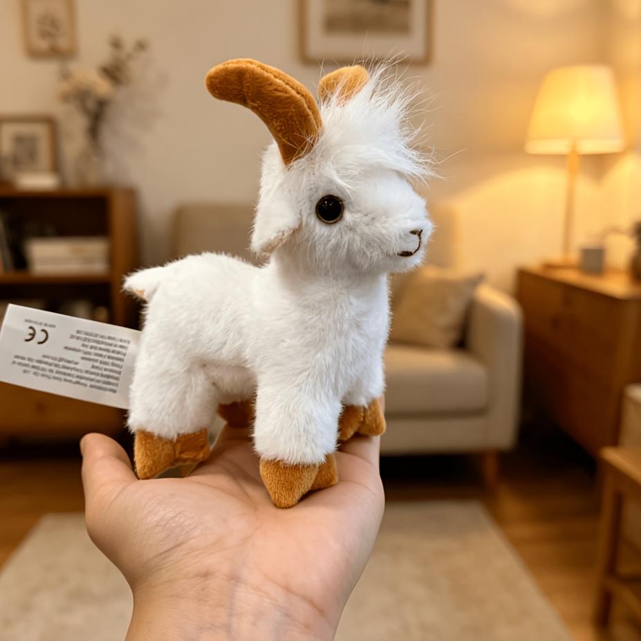 Black and White Goat Plush Stuffed Animal Set, Realistic Farm Animal Dolls