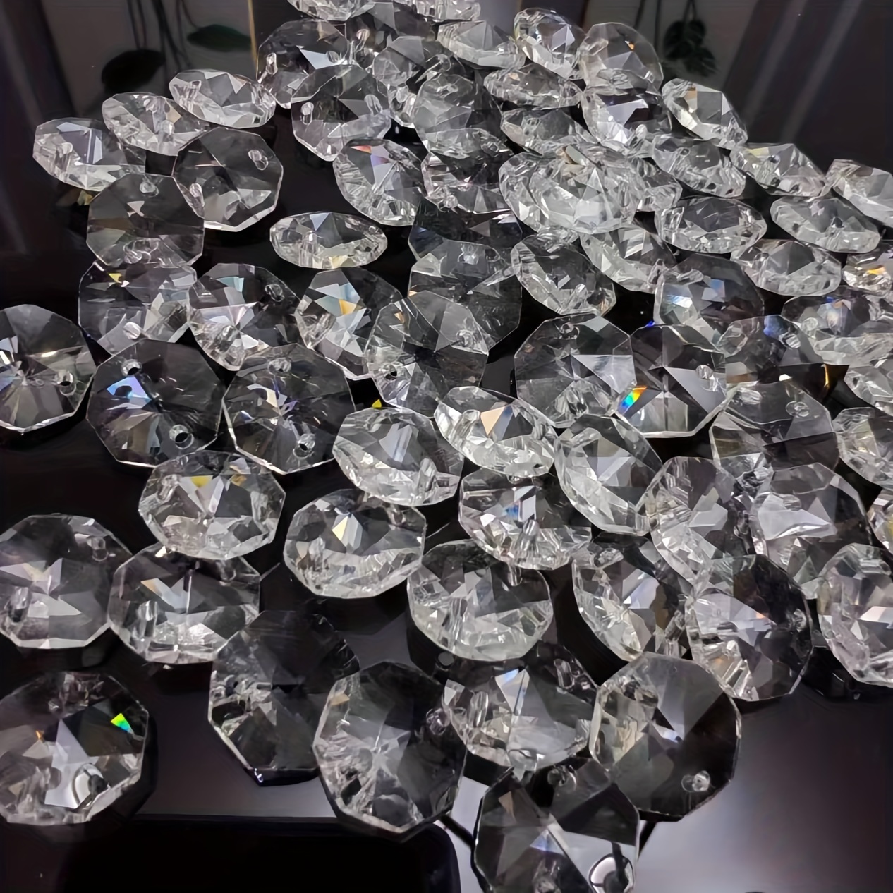 

100pcs 14mm Hanging Double - K9 Ornaments For , , Decor - Diy Diamond - No Needed, Featherless