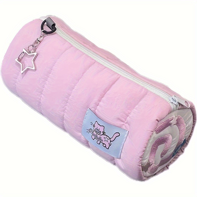 TEMU 1pc Fluffy Pink Cat Pencil Bag Stationery Bag Cute Large-capacity Pen Storage Bag