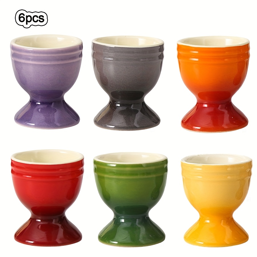 2/4/6pcs Ceramic Egg Cups, Porcelain Colorful Egg Cups, Stand Holder For Soft Boiled Eggs, Breakfast Cooking Kitchen Egg Serving Cup, Perfect For Home Breakfast