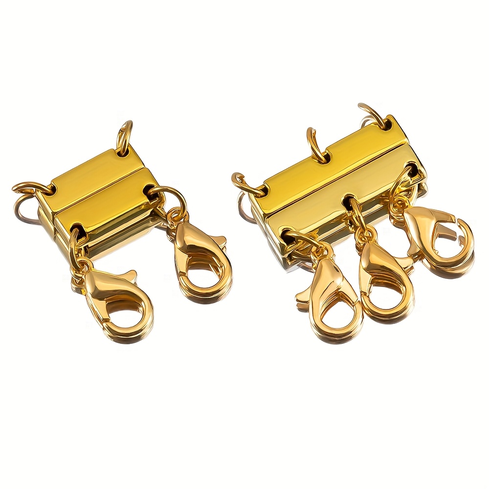 Image of Necklace Layering Clasps Magnetic Clasp, Golden And Silvery Necklace Separator For Layering, Multiple Jewelry Closures For Layered Look