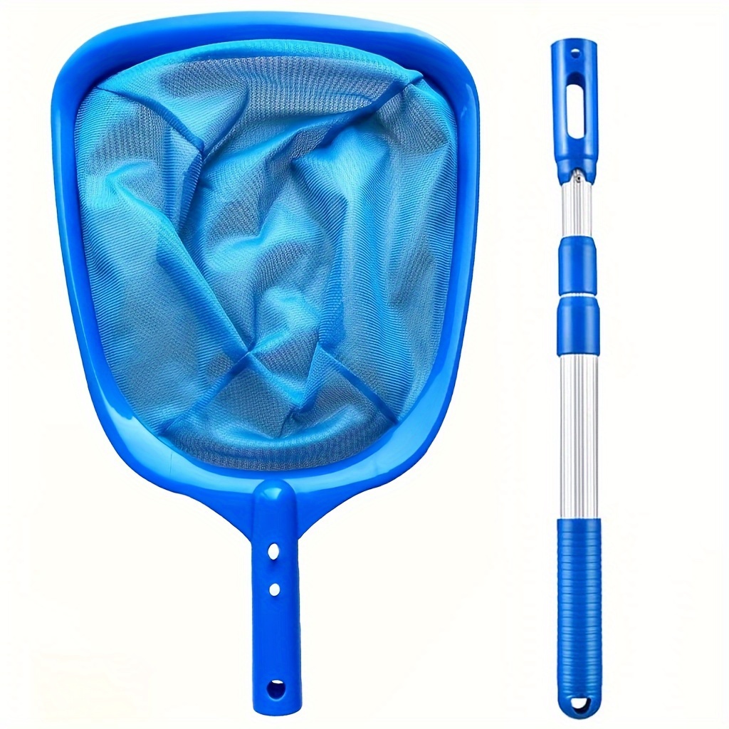 Pool Skimmer Net With 17-35in Aluminum Telescopic Pole, Fine Mesh Leaf Skimmer Net For Pools, , Pool Cleaning Tool