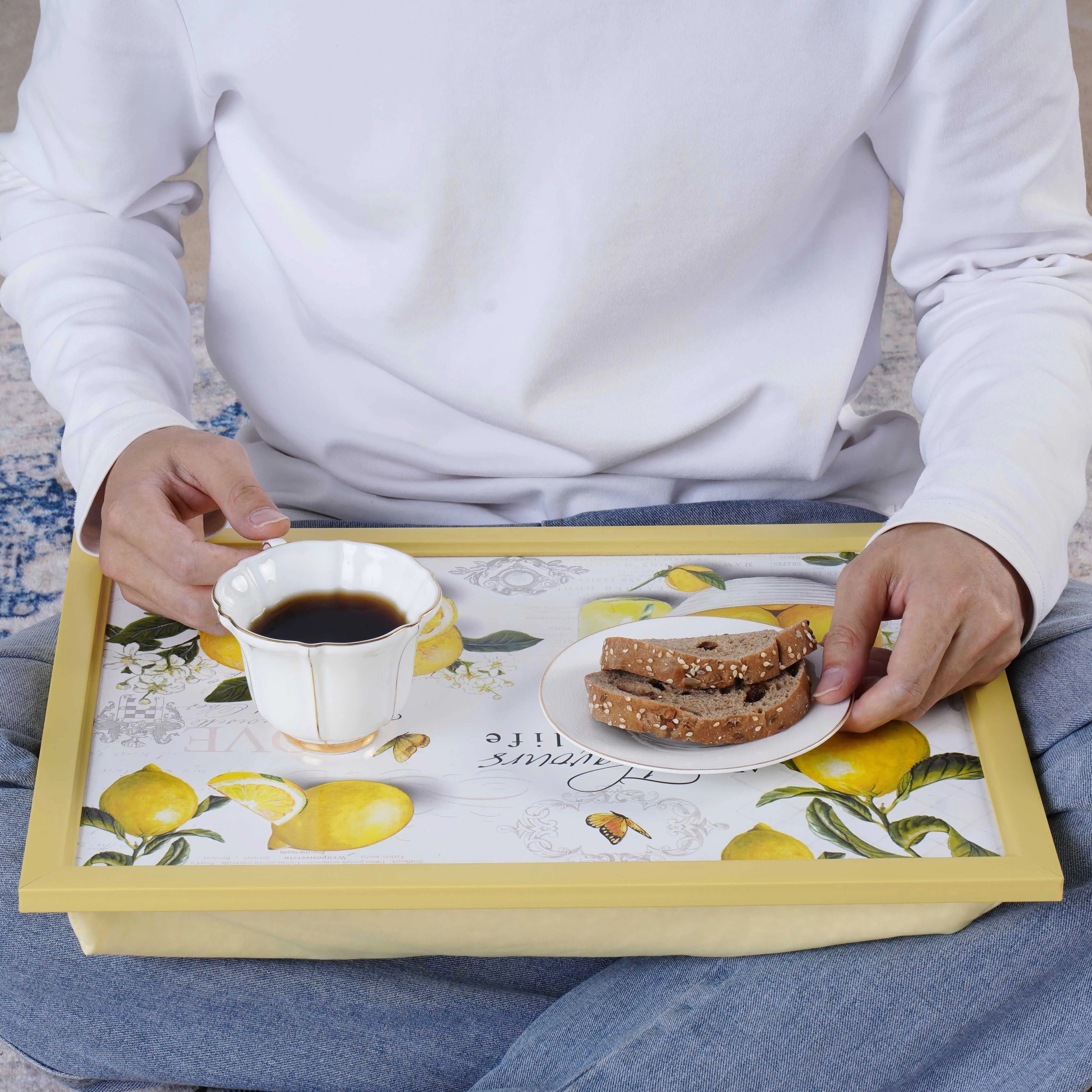 1 stück laptoptische mit kissen, laptoptische im zitronenstil mit sitzsack, kissen-tische zum essen mit kissen-sitzsack, laptoptisch-foodtrays für laptops, büromaterial, utensilien für die rückkehr zur schule