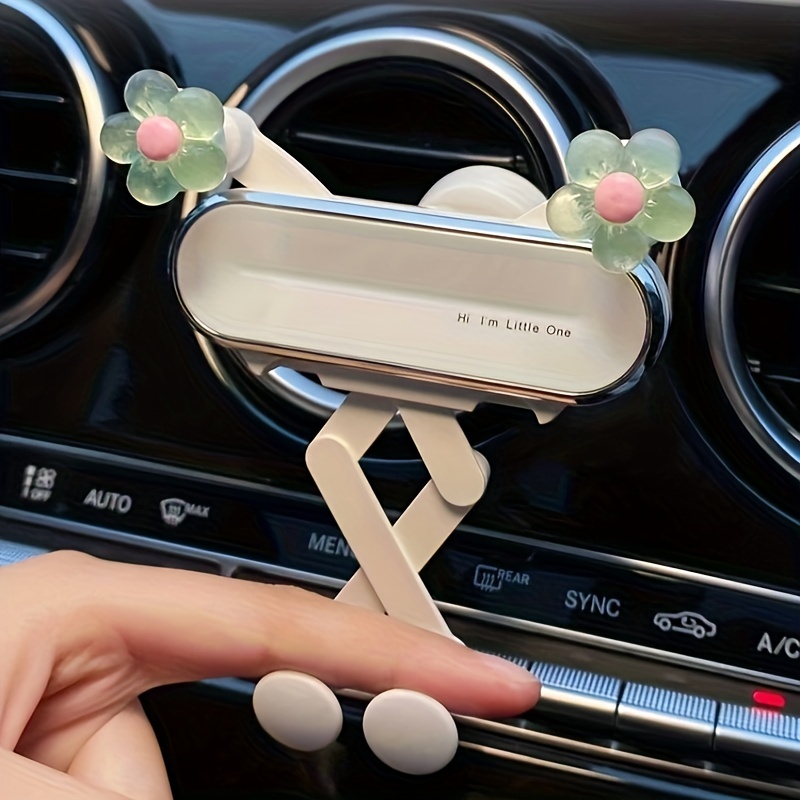 TEMU Upgrade The Silver-white Car Phone Holder, A Cute Accessory For, In The Air Vent. This Car Mount Is A New Model Featuring Floral Designs, Suitable For Navigation And Dashboard Use, In Blue, Pink
