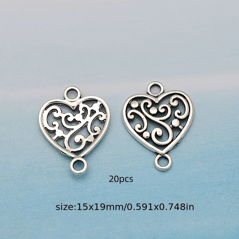 20pcs Heart Charm Connectors Charm Pendants Jewelry Making Handicraft 15x19mm