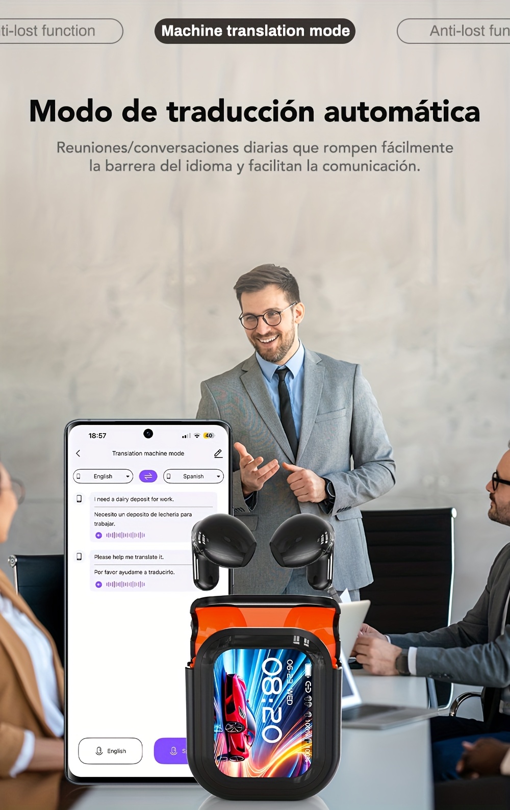 1pc HTC NE20 Wireless Translation Earbuds, Equipped with Translation for Over 136 Languages, Enabling Better Cross-linguistic Communication. Features V6.0 Low-latency Wireless Connectivity, Active Noise Cancellation for Undisturbed Sleep