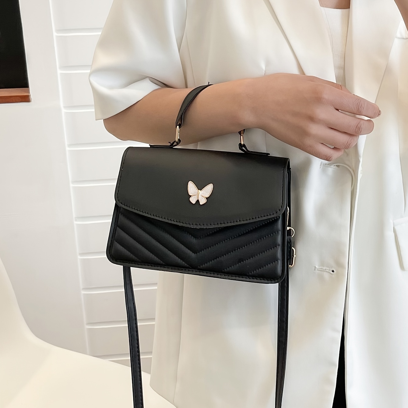 

Elegant Embossed Square Crossbody Bag, Women's Fashion Pu Shoulder Handbag With Adjustable Strap