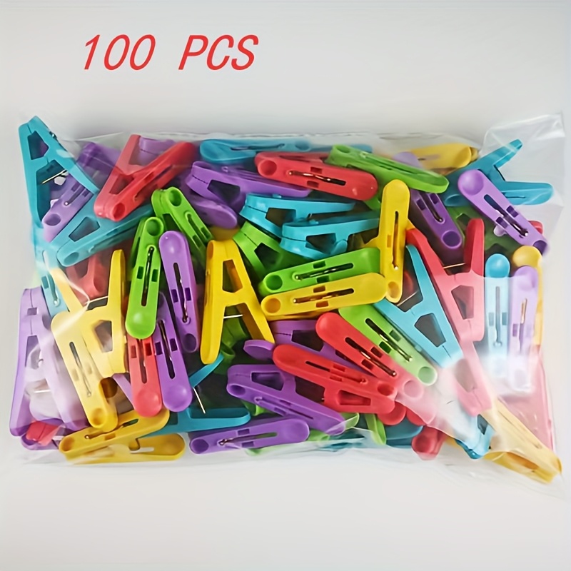 Image of 100pcs Plastic Strong Clothes Clips, Small Clothes Hangers, Household Underwear And Socks Hanger, Suitable For Drying And Hanging Clothes Laundry Clip, Small Clips, Clothes Pins