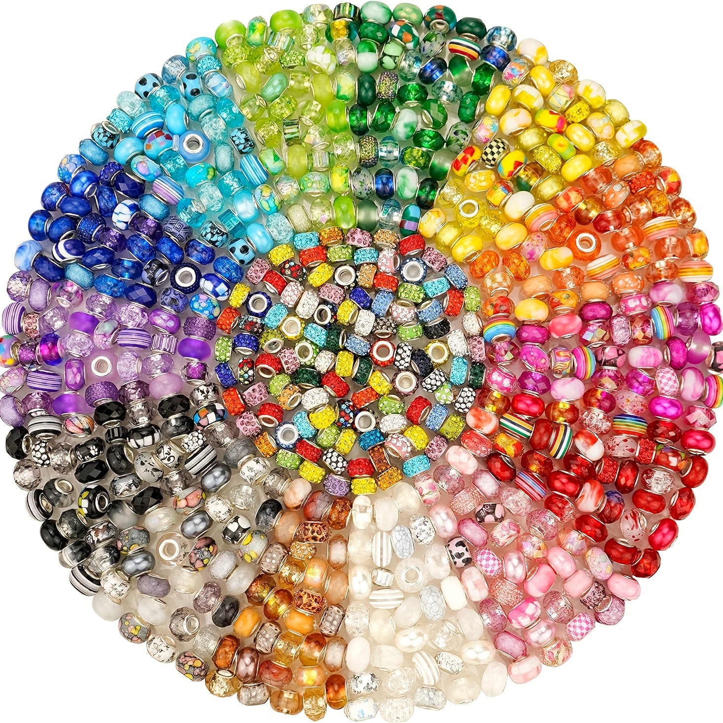 

Mixed Color Large Hole Glass Beads, Silvery-plated Spacer Beads For Diy Jewelry Making - Ideal For Bracelets & Necklaces Crafting Kit (30/40/50 Pcs)