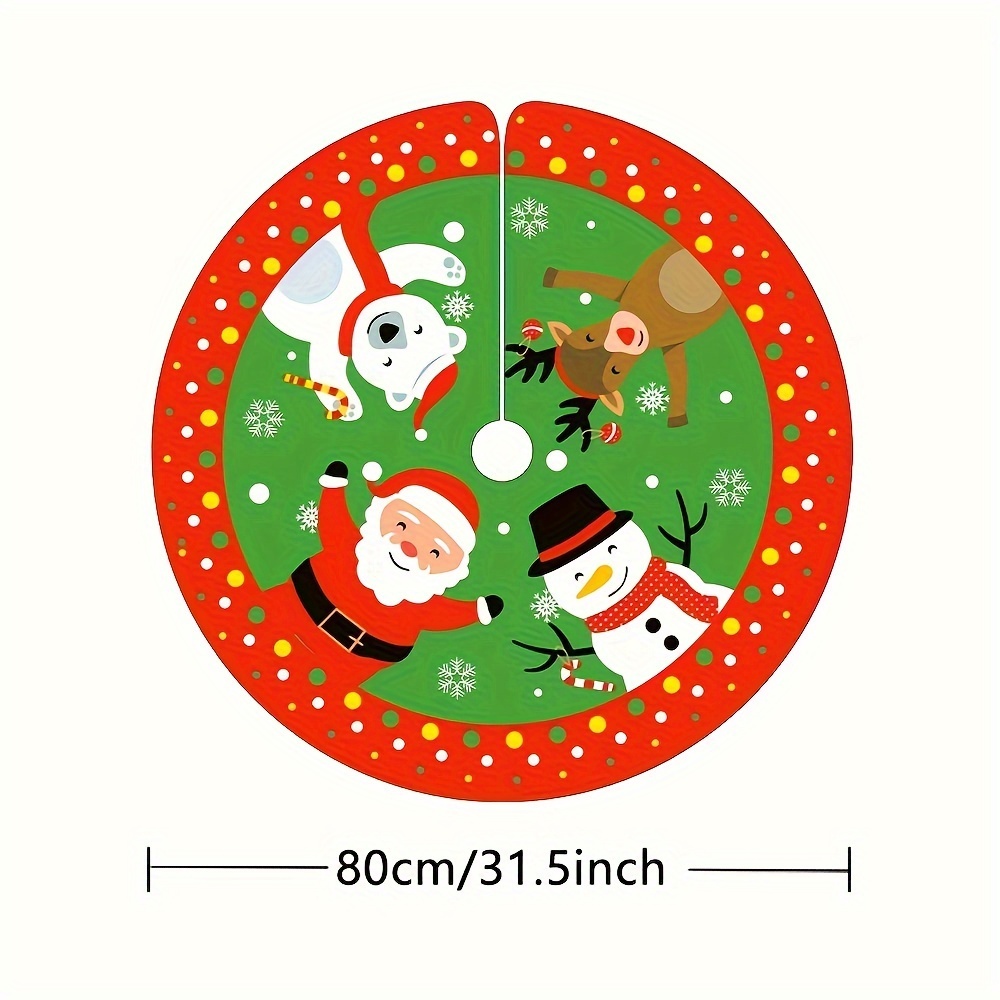 TEMU 1pc Christmas Tree Skirt With Santa, Snowman & Reindeer Design - Holiday Parties, Indoor/outdoor Decor, And Holiday Decorations