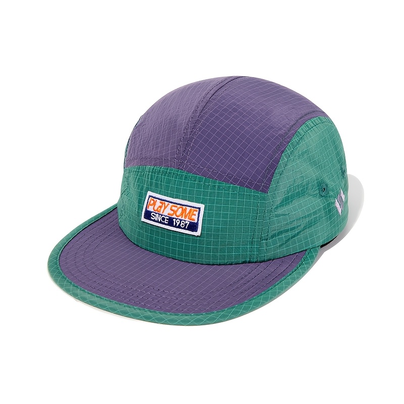 E-shop Flachkrempe Schnelltrocknende Color-Block Mütze, Unisex Sportmütze, Wander-Baseballcap