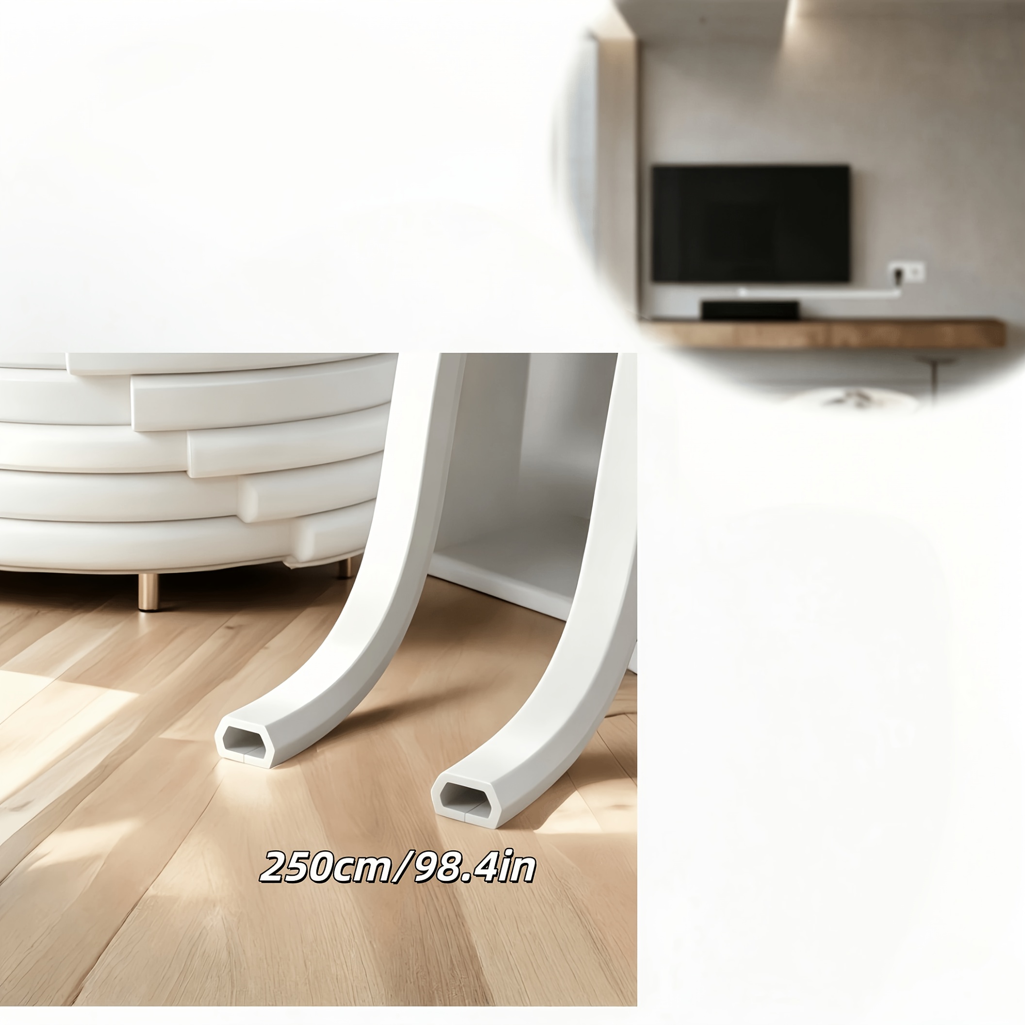 TEMU 1 Roll, 98.4-inch Ground Wire Duct, Anti-trip Wire, Concealed Soft Cable Channel, Decorative Wire Protection Strip, Suitable For Desktop, Wall,