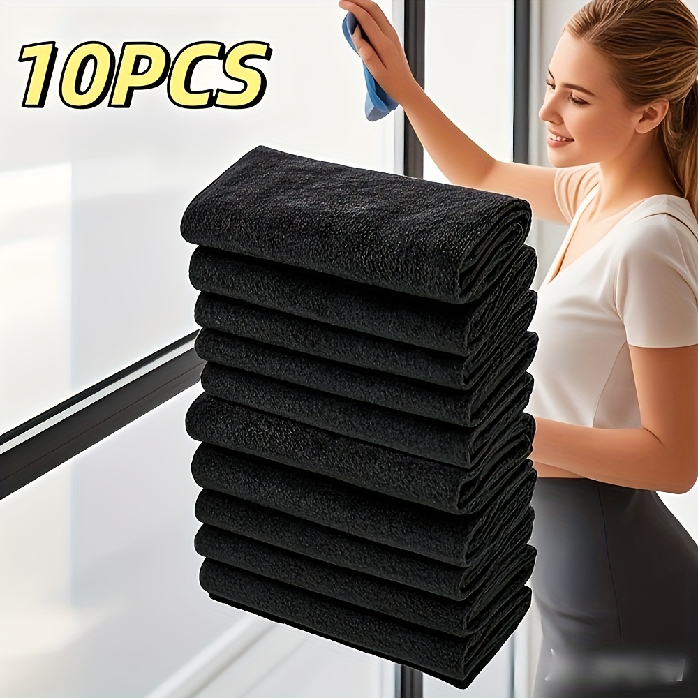 TEMU 10-pack Ultra-thick Microfiber Cleaning Cloths | Versatile, Residue- For Windows, Mirrors, Cars, And Kitchen/bathroom Use,