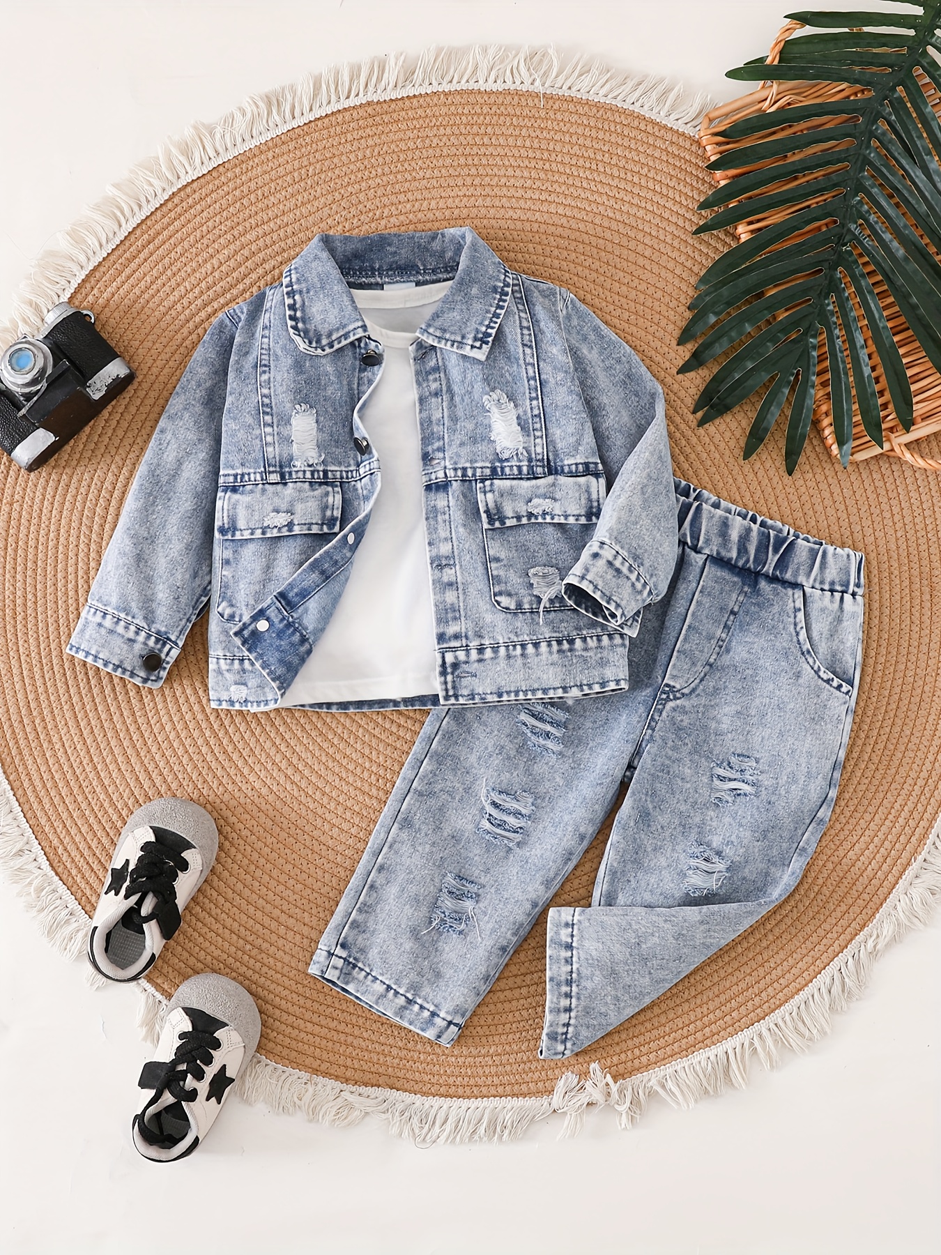 vintage cute   denim two piece set for baby boys for autumn and winter for outdoor Product details 6