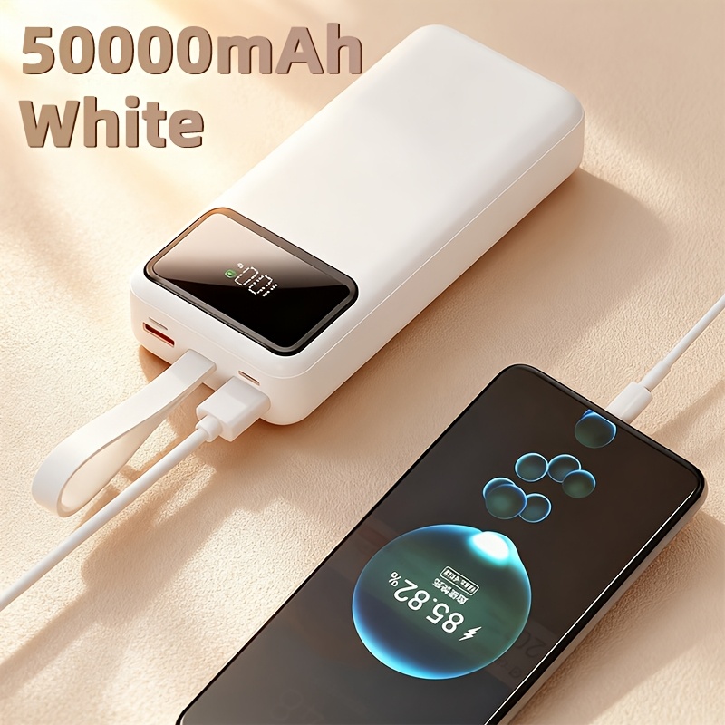 50000mah Power Bank With 22.5w Fast Charging | Built-in Flashlight & Leather Strap | Compatible With Ios & | Portable Charger For Travel & Outdoor