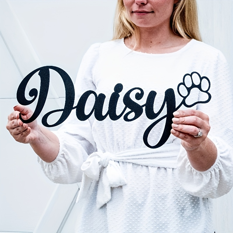 

Personalized Custom Engraved Name Sign With Paw Print - Indoor/outdoor Wall Decor, Ideal Gift For Dog Lovers And Holiday Memorabilia