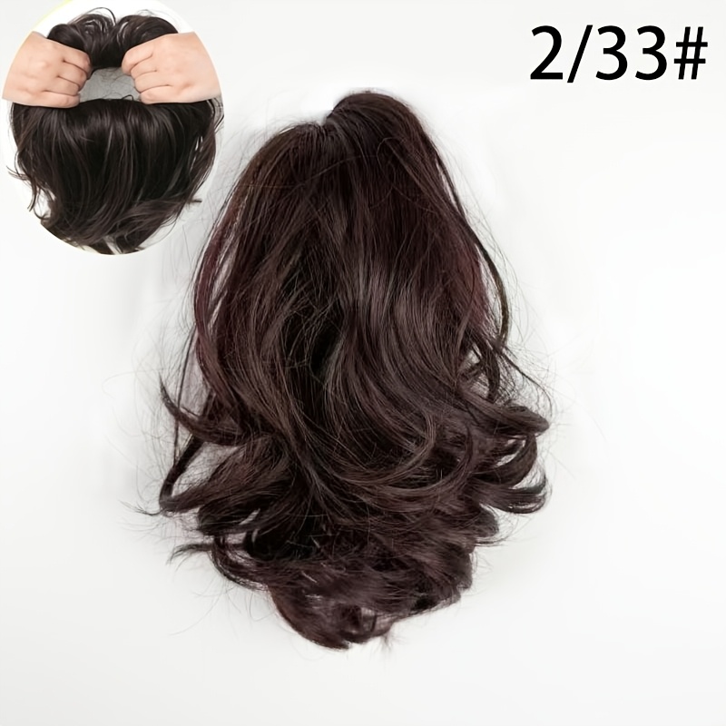 TEMU Wavy Curly Hair Wig Extension - Elastic Hair Ring Twist Wear, Hair Ring Style Bun Wig Pack, Wavy Wig Pack, Women' Party Wig, Dating, Party