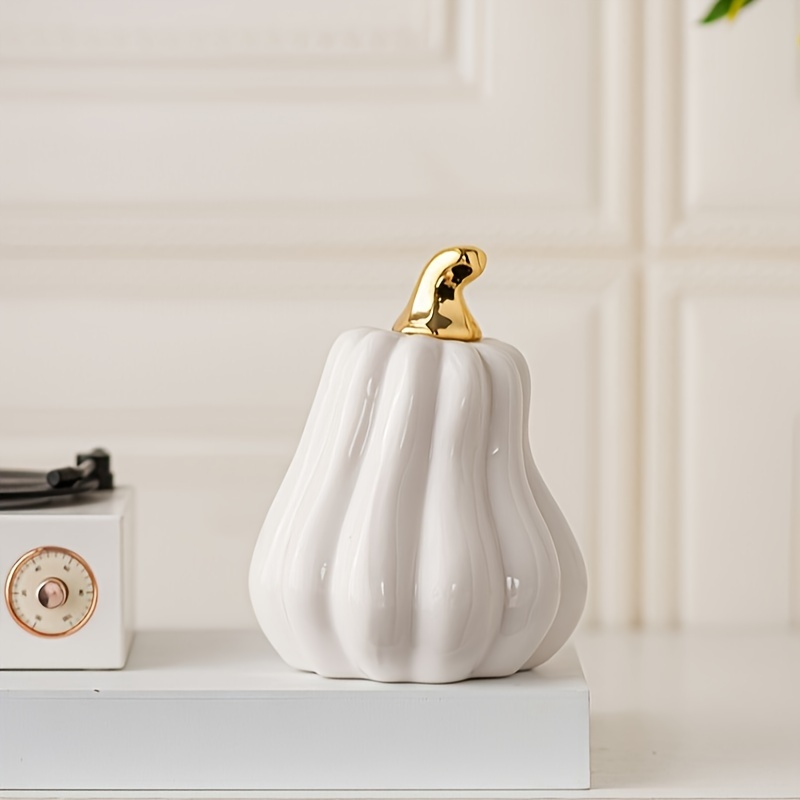 

Charming White Ceramic Pumpkin Ornament - Perfect For , Thanksgiving & Fall Decor | Versatile Tabletop Accent For Living Room & Bedroom