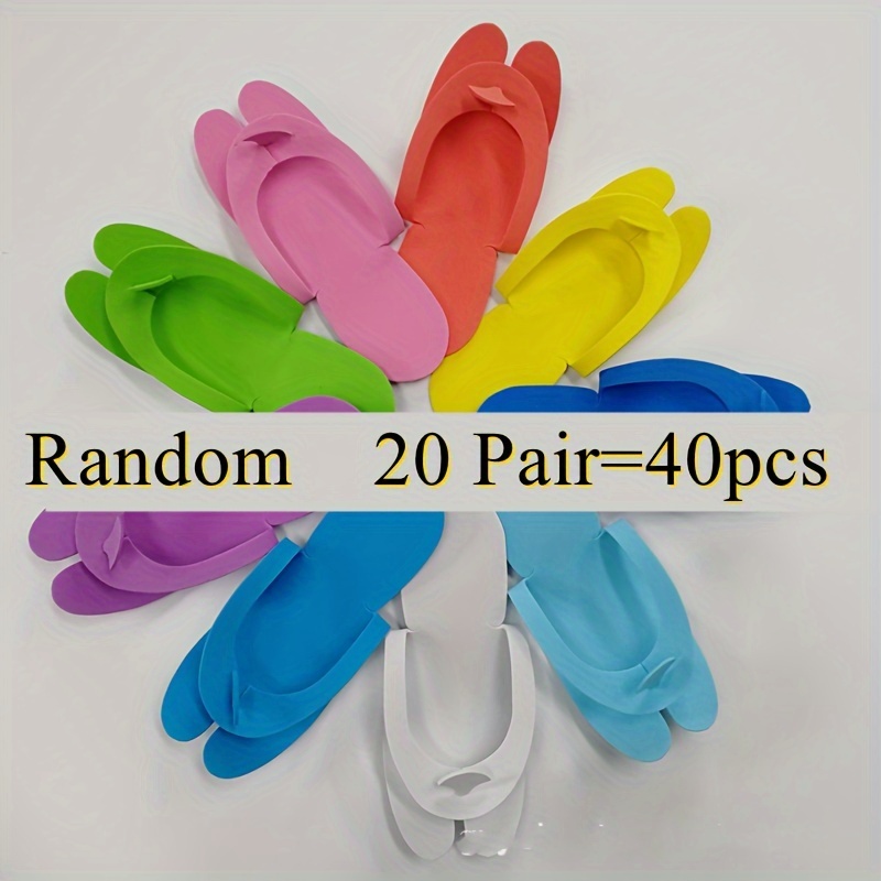 Image of 20 Pairs = 40pcs Random Foot Nail Polish Cover Disposable Shower Sand Pedicure Beach Foam Flip-flops Foot Care Beauty Slippers Universal