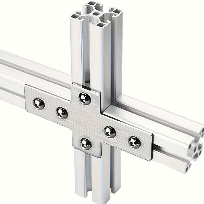 Image of 8pcs 201 Type Connectors - Cross-shaped Flat Plate With 6 Holes, For Standard 2020 Die-cast Parts, Corner Brackets Fasteners