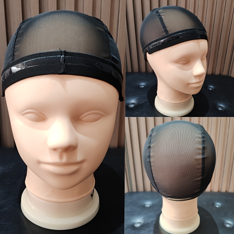 TEMU 1pc Black Glueless Wig Cap With Non-slip Headband & Ear Cutouts - Fit For Secure Wig Positioning, Ideal For Men And Women, Wig Accessorie