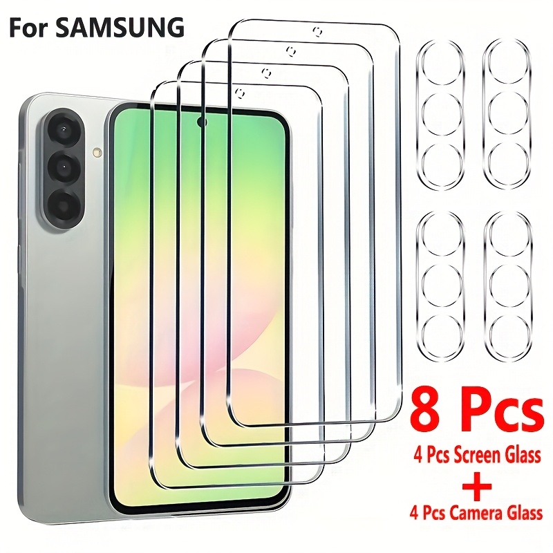 E-shop Ein Set/8er-Pack, 4er- gehärtetes Glas Display-Schutzfolie. Geeignet für for Galaxy A06, A14 5G, A34, A15, A25 5G, S21 FE 5G, S23 FE, S24 FE.