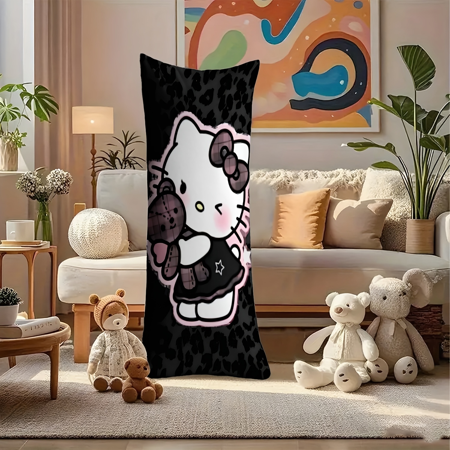 item picture   1pc cartoon printed design long pillowcase insert not included hugging bear pattern ideal for cuddling relaxation and home decor perfect gift for valentines day mothers day and birthdays decorative pillowcase