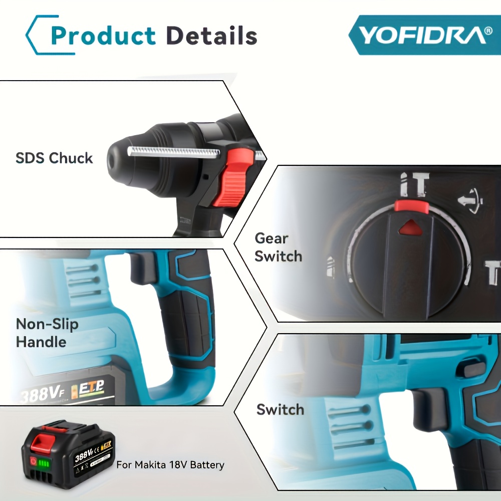 Accuboormachine Set met Borstelloze Motor Compatibel met YOFIDRA Accu's