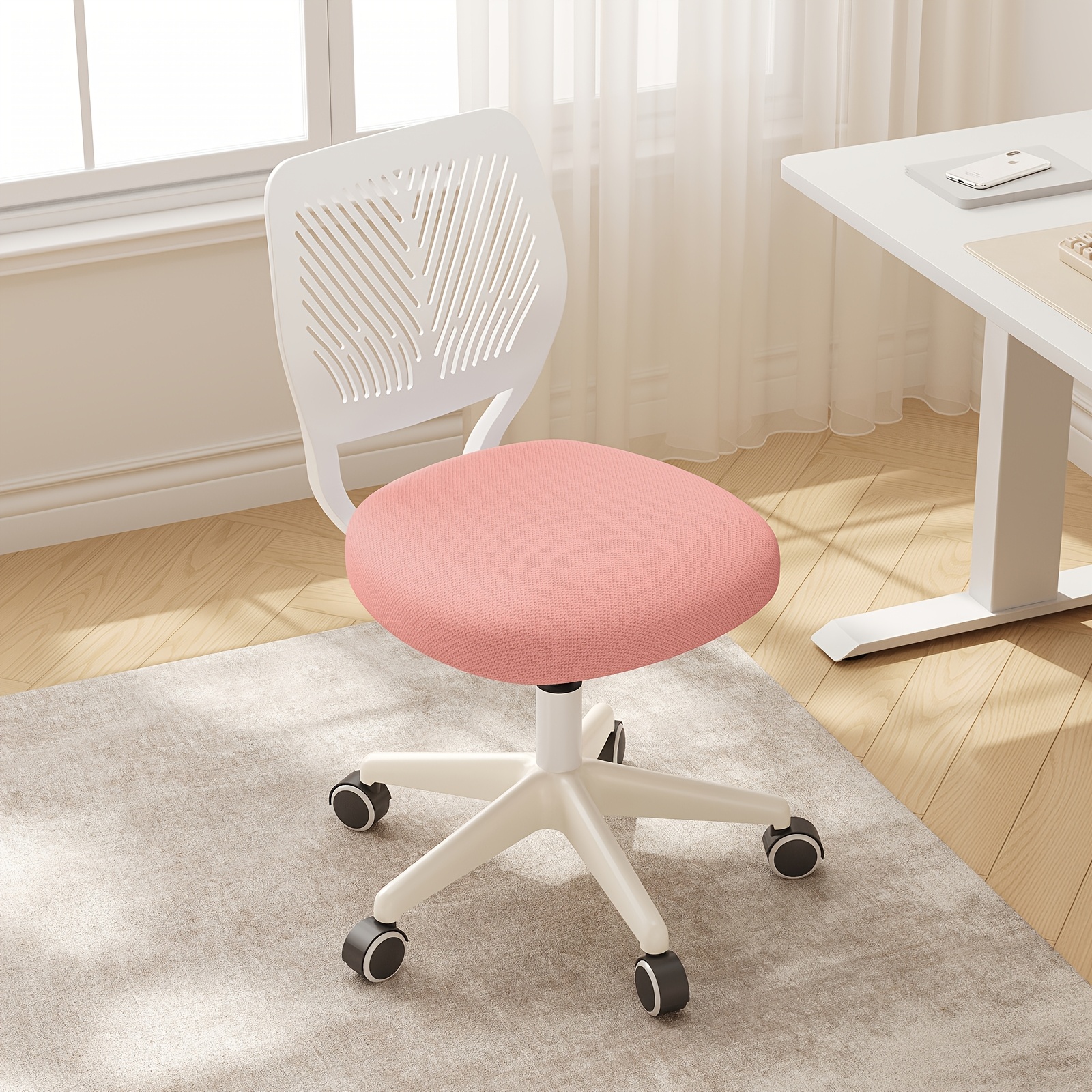 TEMU Chaise de bureau ergonomique réglable en hauteur, pivotante à 360°, accoudoirs, pour bureau et étude, facile à assembler
